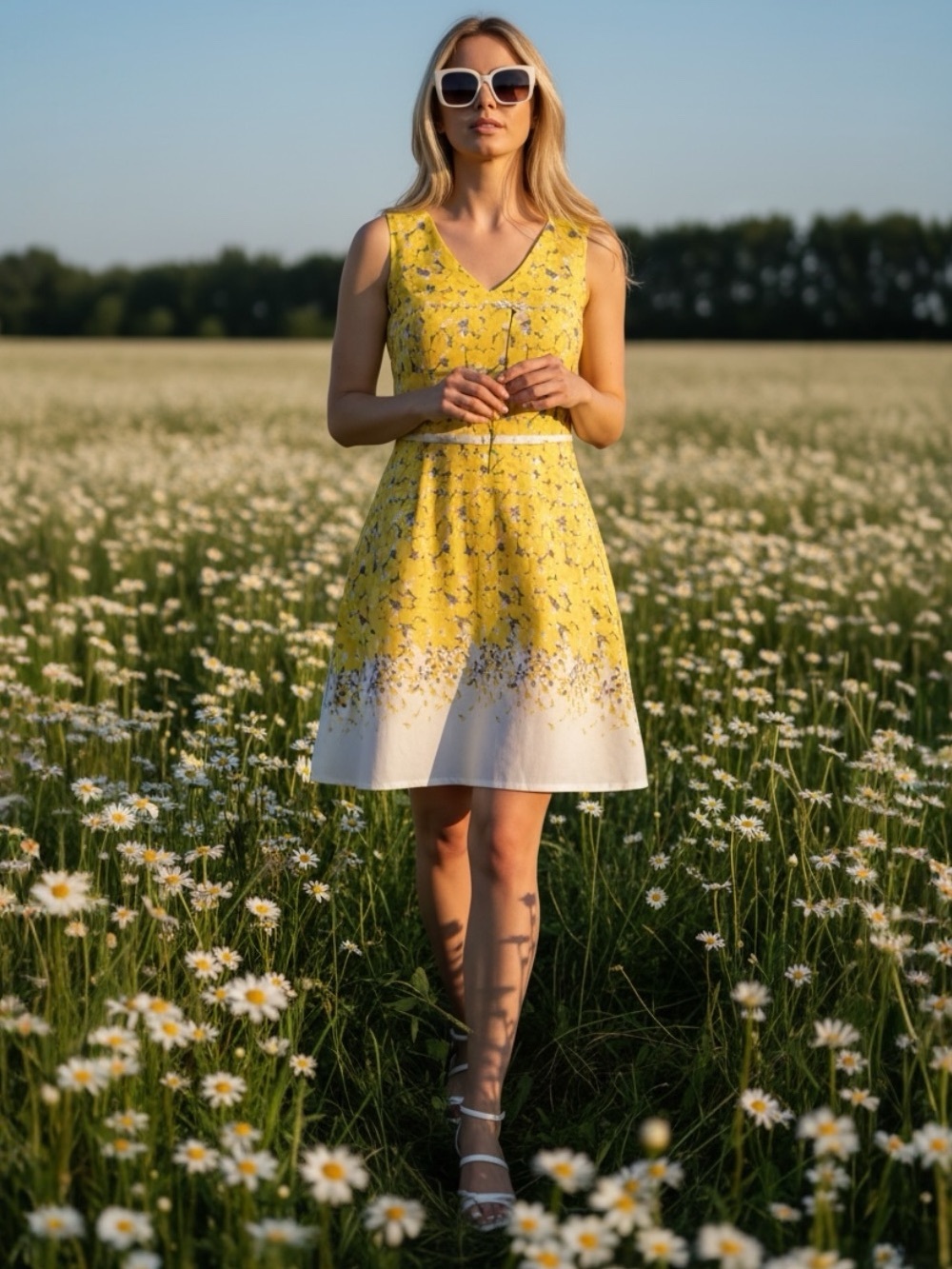 BEULAH YELLOW FLORAL HILLIE DRESS RETRO ROCKABILLY PIN UP STYLE DRESS